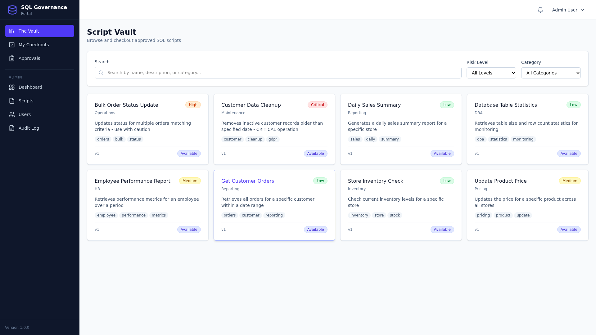 Script Vault with semantic search